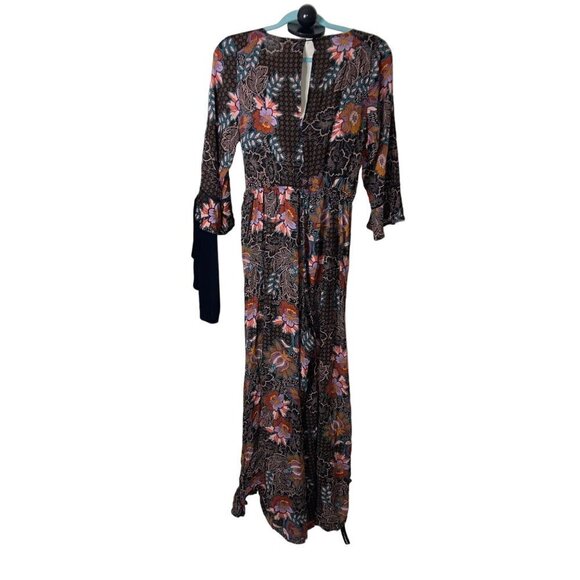 JAASE Maxi Wrap Dress Size Medium Purple Haze Multicolor Bohemian Floral Rayon - Picture 2 of 15